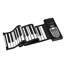 Hand Roll Piano, Portable 61 Keys Professional Smart Folding Piano Silicone Hand- Rolled Electronic Pianos Beginner Instrument/U