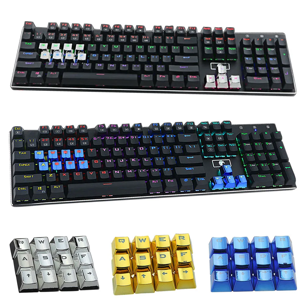 

Vococal QWER ASDF Direction 12 Keyset Keycap Plastic PBT Electroplating Metal Paints Blue Pervious Light Backlit Cap w/ Puller