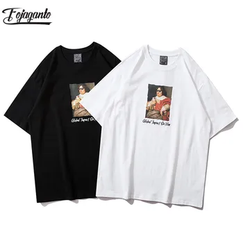 

FOJAGANTO Men's T Shirts Brand Original Men Summer Funny Printing Wild Tees Male Hip Hop High Street Style T Shirts