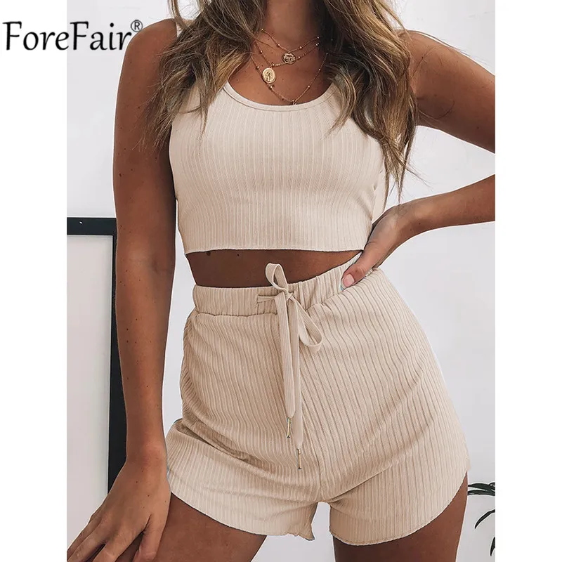 Forefair женский летний комплект из двух предметов укороченный топ без рукавов и
