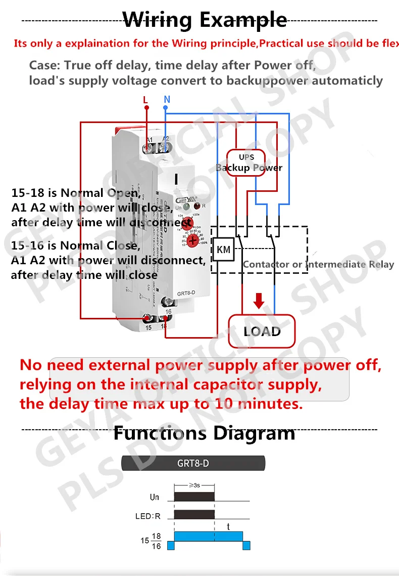 GEYA GRT8-D True Delay off без источника питания AC/AC12V-240V отключение питания таймер задержки электрические реле