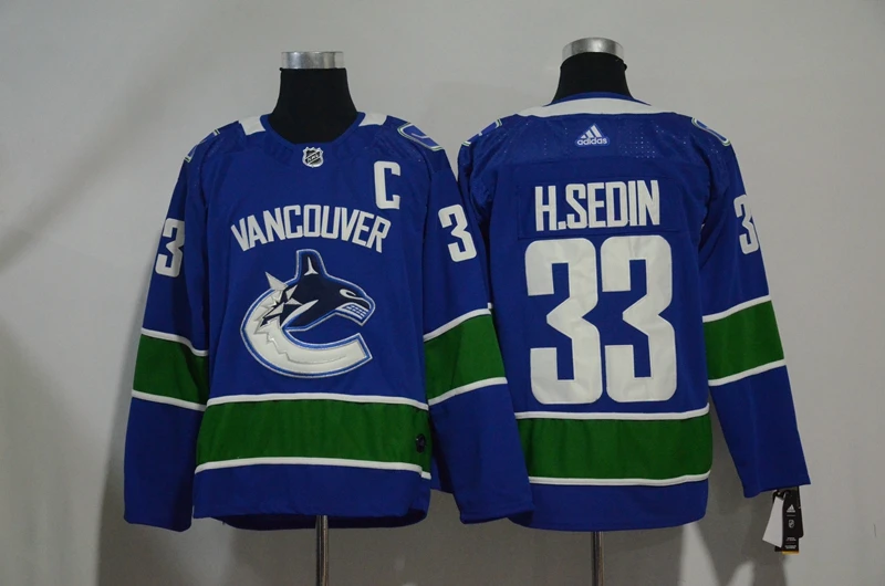 Сшитые Ванкувер Мужские взрослые#33 Henrik Sedin 53 Bo Horvat 22 danel Sedin Джерси