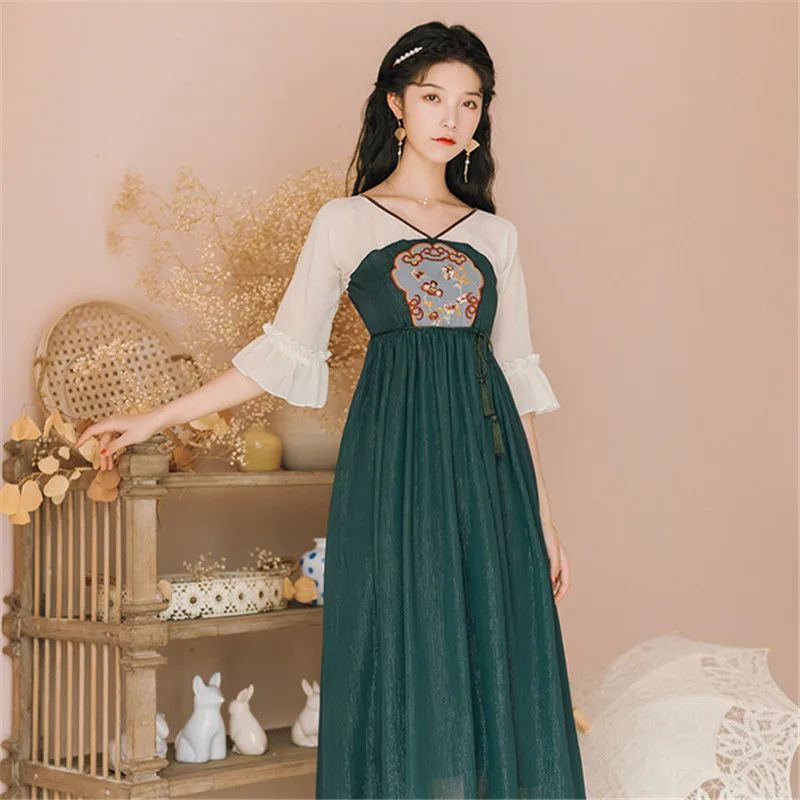 Вышивка Традиционный китайский национальный костюм Hanfu платья женские для