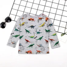 Детская футболка с длинными рукавами; стиль г.; Базовая рубашка в Корейском стиле с динозавром из чистого хлопка; импортные товары; детская одежда; поколение а