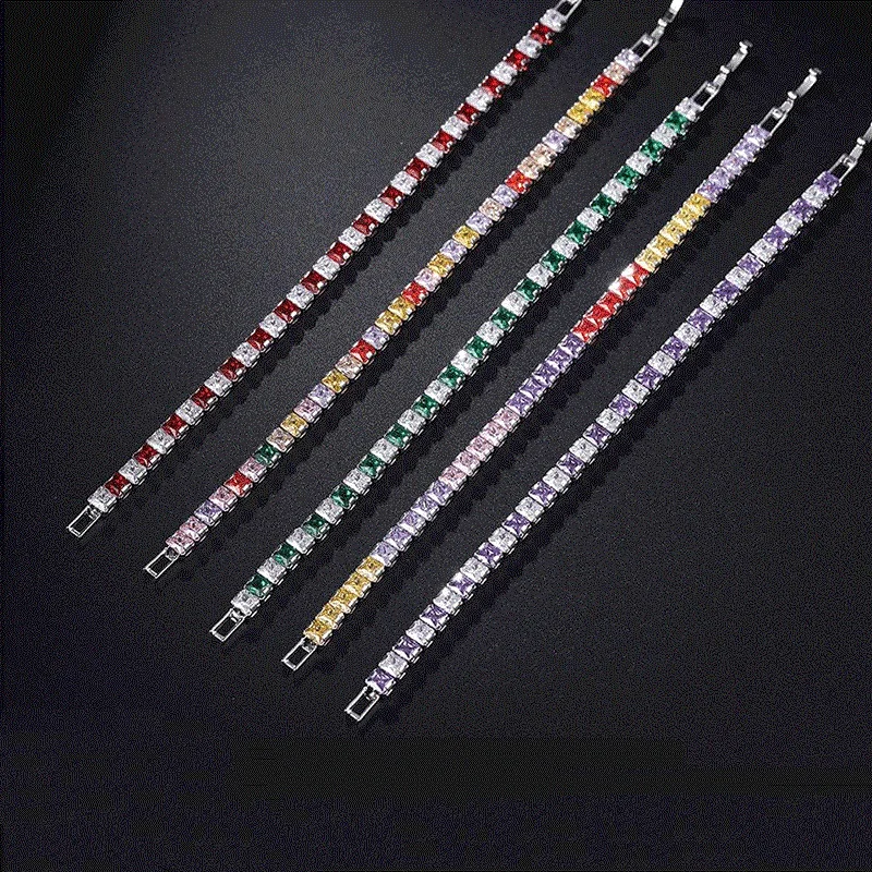 4mm Cubic Zirconia Tennis Bracelets For Women Men Luxury Silver Color CZ Bracelet Charm Jewelry