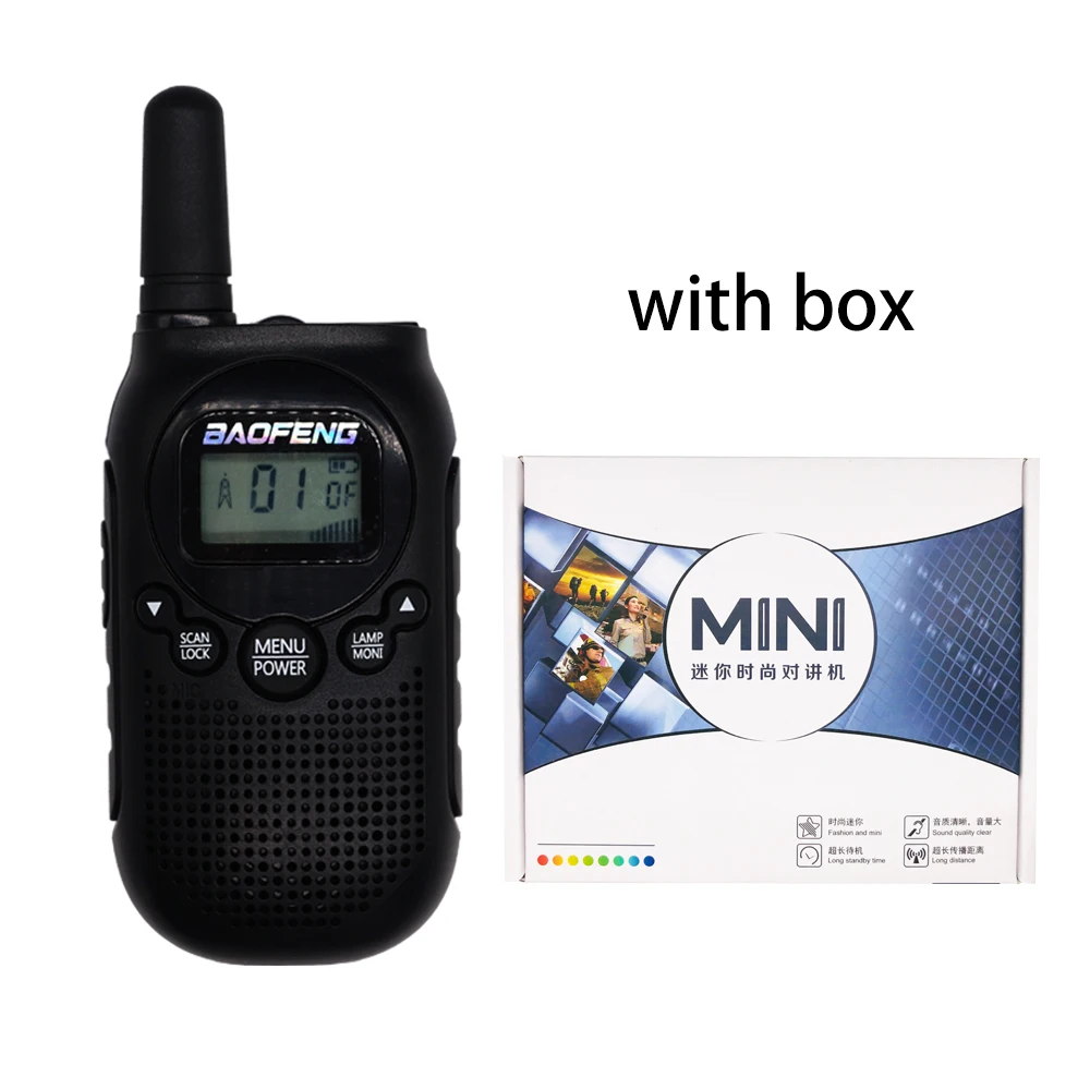 1PC Black With Box 2 шт. Baofeng BF-T6 мини Детская рация FRS PMR портативная CB любительская радиостанция 3 км 22 канала двухстороннее радио FM коммуникатор - Цвет: 1PC Black With Box