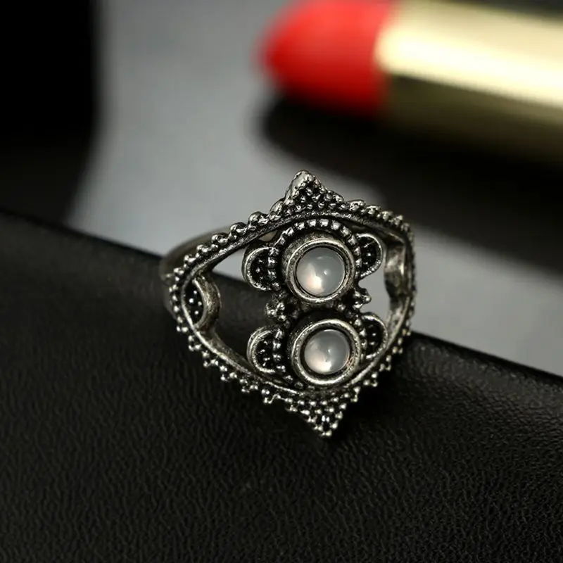 Vintage Silver Moon Star Flower Leaves Crystals Ring Band Midi Finger Ring Set 14PCS ring set finger ring silver ring jewelry accessories