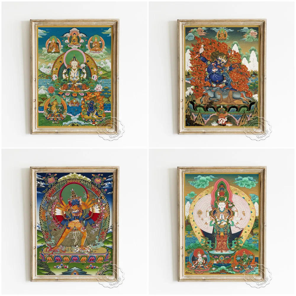 Тибетский тангка картина изысканный религия плакат Avalokiteshvara СТЕНА буддийские