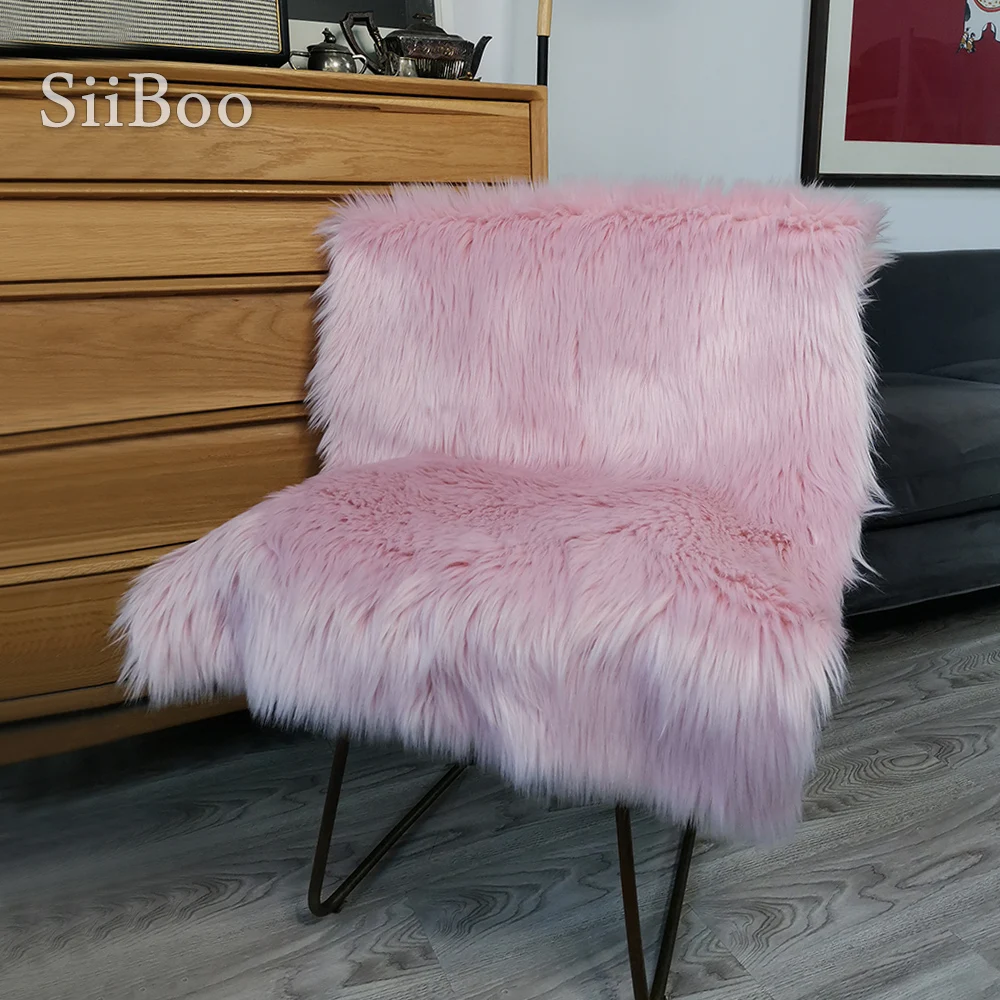 Multi Color Solid Long Fur Sofa Cover Fluffy Fake Fur Sectioanl