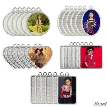 

25Pcs Double-Side Photo Pendant Trays Glass Cabochon Keychain Jewelry Making T4MD