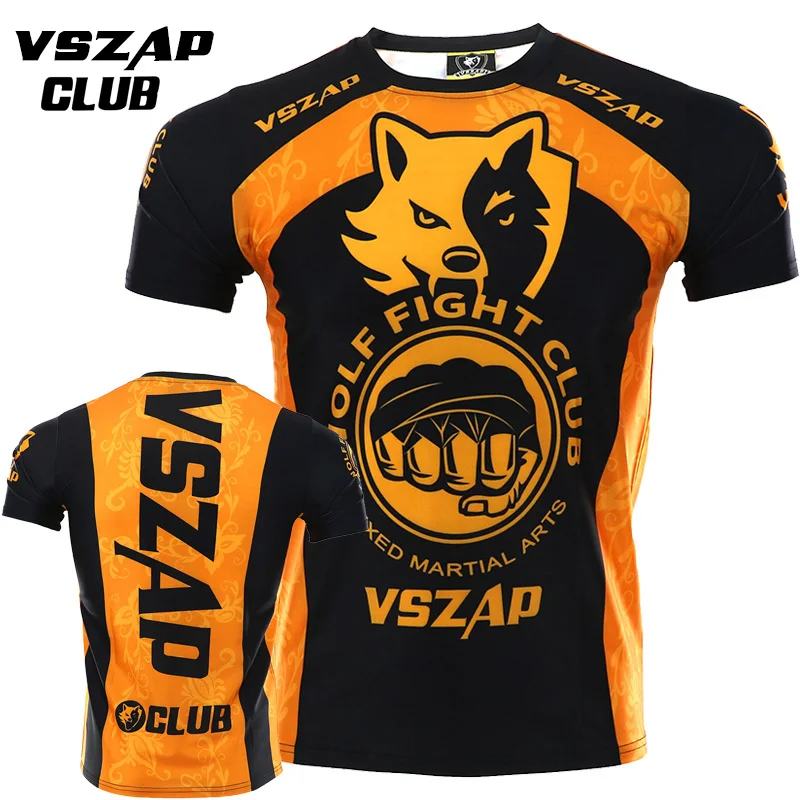VSZAP Mma Рашгард джиу джитсу фитнес Kick футболка для занятий боксом Муай Тай ММА