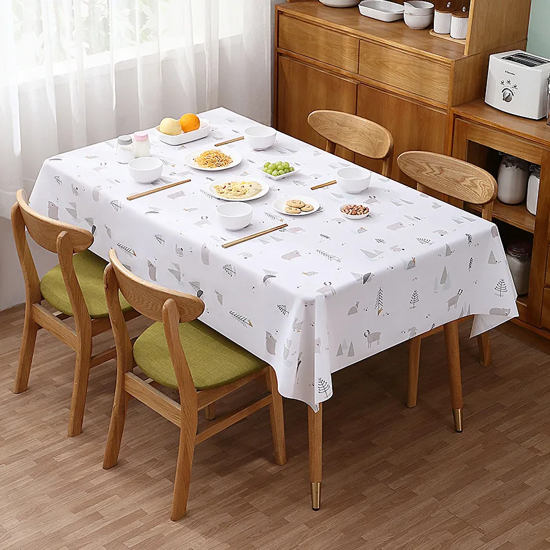 

Home table cloth rectangular PEVA tablecloth oil-proof water-proof high temperature No wash White table cloth