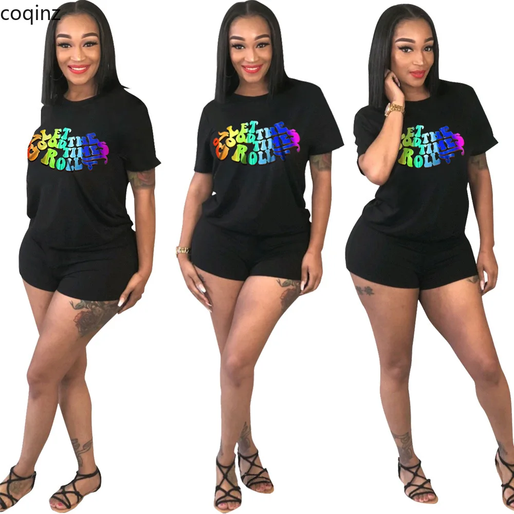 

Plus Size 2019 Two Piece Set Top and Shorts Set Tracksuit Women 2 Piece Set Matching Sets Club Outfits Conjuntos De Mujer GL6165