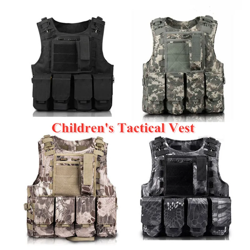 

Children Tactical Outdoor CS Shooting Protection Gear Vest Kid Military Combat Training Camping Hunting Multi-function Waistcoat