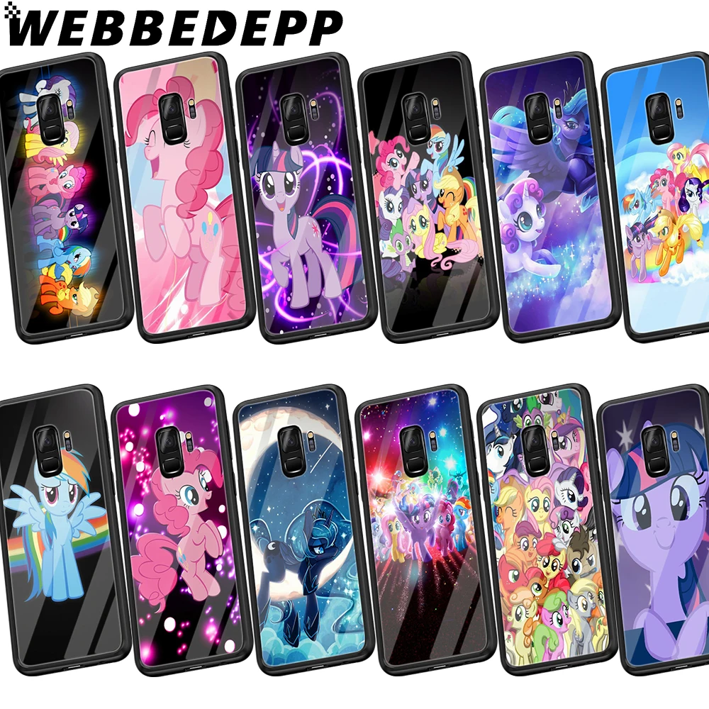 

WEBBEDEPP Magic My Little Pony Tempered Glass Case for Samsung Galaxy S8 S9 S10 Plus S7 Edge Note 8 9 A10 A20 A50 A70 Cover