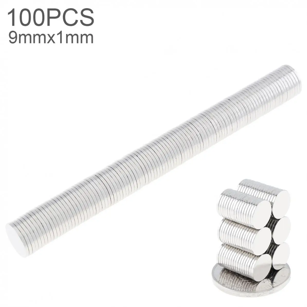

100pcs 9 x 1mm Mini Strong Magnetite Earth Neodymium Magnets with Round Disc Type Permanent Magnet for Home/Office/Laboratory