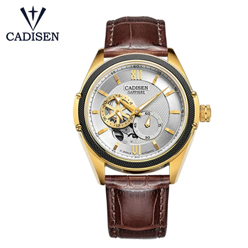 CADISEN механические Автоматические часы для мужчин наручные часы MIYOTA 82S7 Роскошные Брендовые Часы со скелетом Tourbillon часы Relogio Masculino - Цвет: White gold