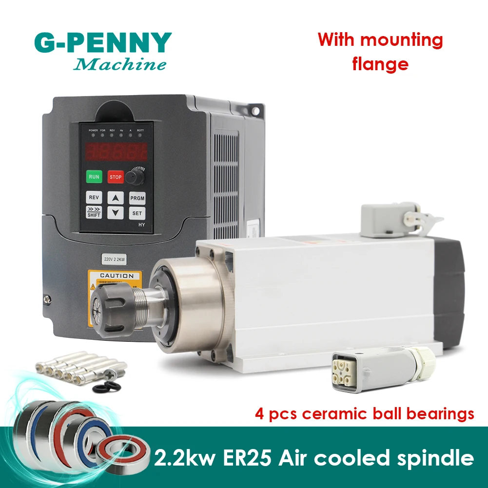 220v 2.2kw ER25 air cooled spindle 4 pcs bearings Ceramic ball bearings