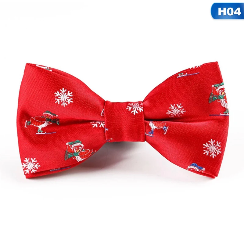 Boys Christmas Bow Ties Snowflake Christmas Tree Pattern Bow Tie For Children Kids Gifts Red Blue Bowtie Size 9cm*5cm - Цвет: 04