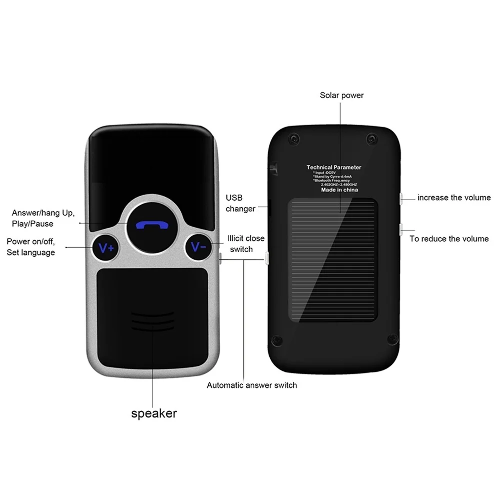 Hands Free Bluetooth автомобильный комплект Солнечный два телефона подключен автоматический ответ Bluetooth Питание Bluetooth беспроводной динамик