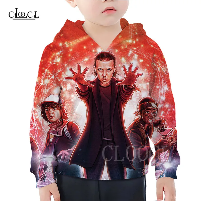 children hoodie 1 Детские толстовки с капюшоном «странные вещи»; худи с 3D принтом; уличная одежда для девочек и мальчиков; пуловер с капюшоном; детские толстовки; Повседневная Толстовка с капюшоном - Цвет: children hoodie 1