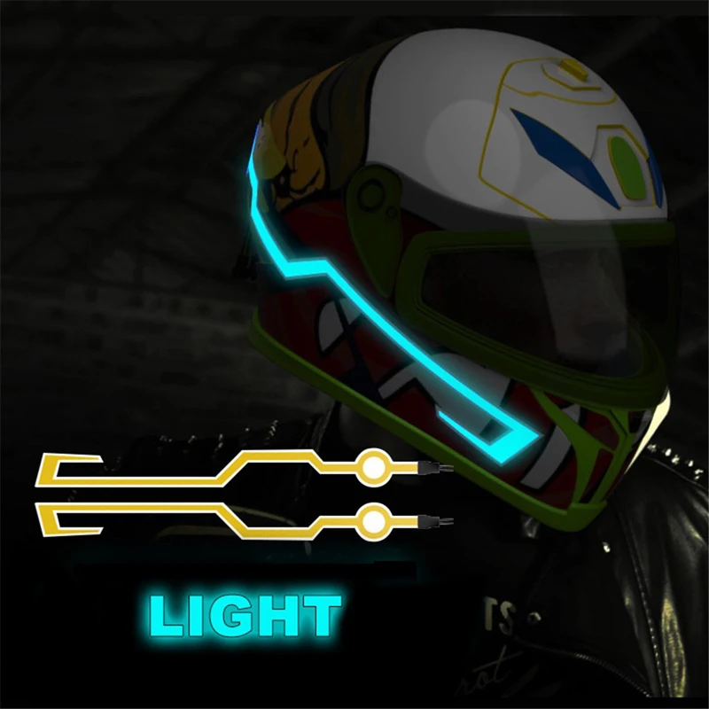 

Motorcycle Helmet LED Light Sticker DIY Riding Helmet LED Light Motorbike Safety Reflective LED Strip Modification Accessories