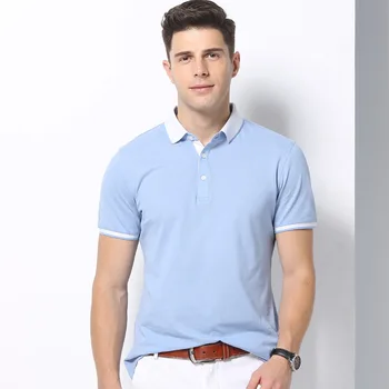 

Casual Solid Cotton Summer Polo Shirt Men Patchwork Slim Fit Short Sleeve Polos Breathable England Style Polo Homme