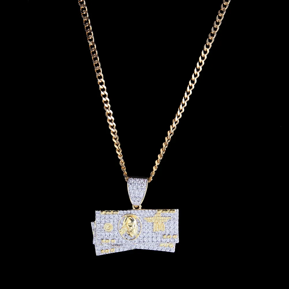LK BLING KING 100 долларов США, кулоны для банкнот, золотой мешок для денег, ювелирные изделия в стиле хип-хоп