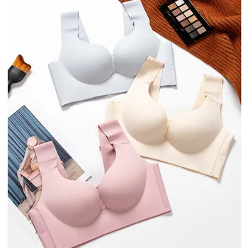 

2020 summer new women Female Sports Bra Vest style Seamless Women Bra Wire Free Comfortable Sleep Underwear Full Cup Bra