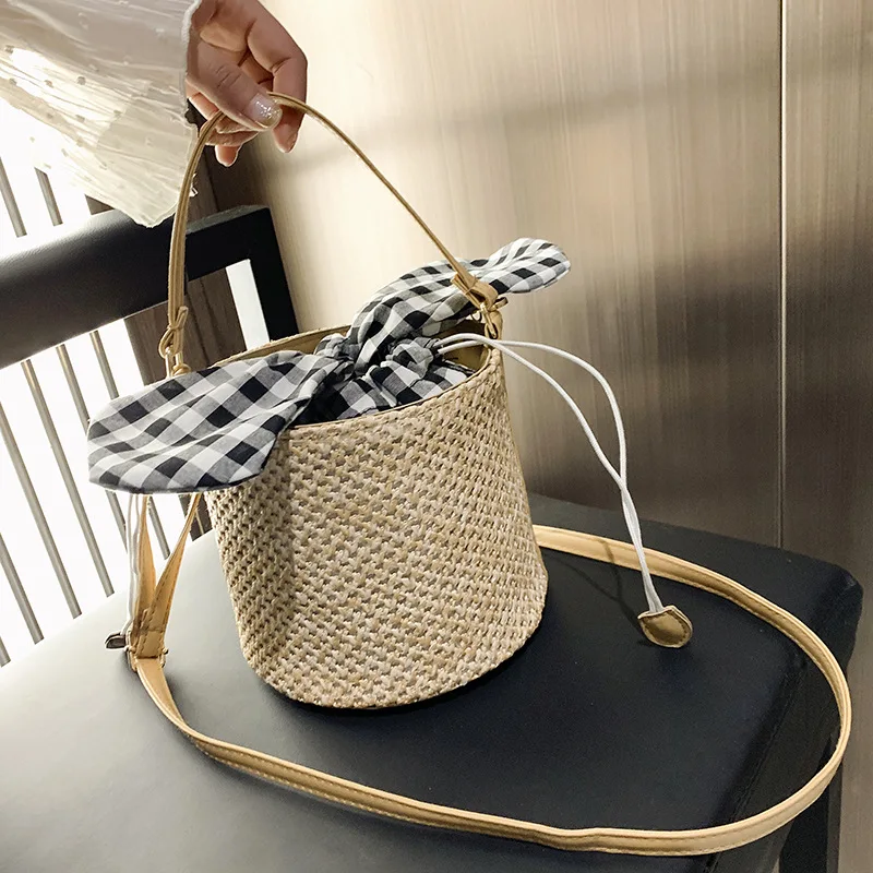 

New Arrival Bag Women's 2019 New Style Korean-style Western Style Casual Versatile Straw Bag Fashion Hand Shoulder Bucket Bag
