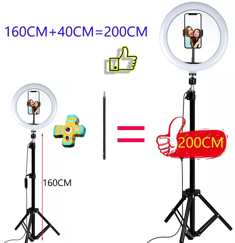 Anel de Luz Lâmpada para Selfie com Suporte Tripé e Suporte para Celular para Vídeo Transmissão ao Vivo Led com Iluminação Youtube Rgb ou no - Image 5