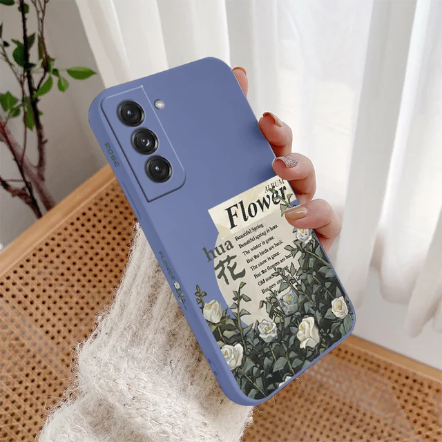 Oil Painting Roses Silicone Case For Samsung Galaxy S21 S20 FE S10 S9 Ultra Plus S10e Note 20 ultra 10 9 Plus Phone Back Cover Lavender Gray