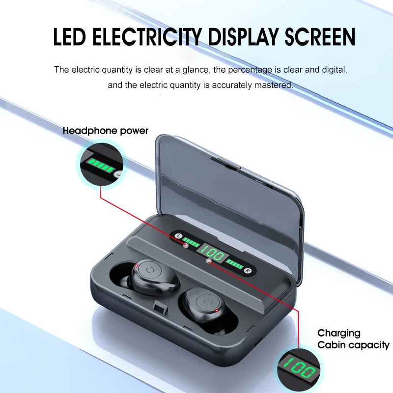 F9 TWS Bluetooth 5,0 6D стерео беспроводные наушники светодиодный дисплей водонепроницаемые IPX7 спортивные наушники с зарядным устройством микрофон для всех телефонов