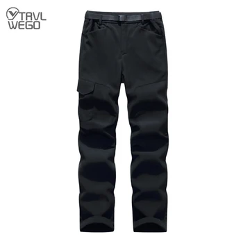 

TRVLWEGO Men's Winter Fleece Softshell Hiking Pants Male Outdoor Outing Waterproof Camping Trekking Skiing Trousers Keep Warm