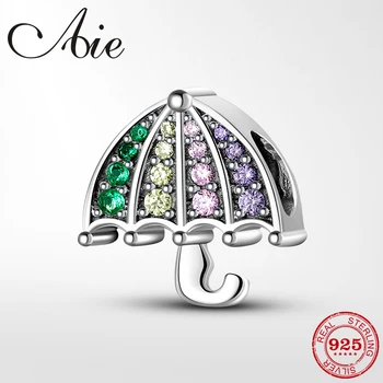 

High Quality 925 Sterling Silver Beautiful Colorful CZ umbrella Bead Fit Original European Charm Bracelet fine Jewelry making