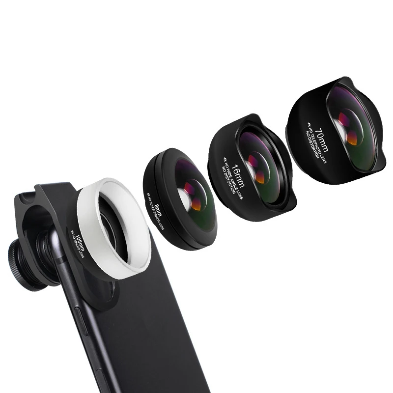 4 в 1 комплект объективов камеры телефона без искажений рыбий глаз широкоугольные макрообъективы с клипсами Lentes для большинства смартфонов