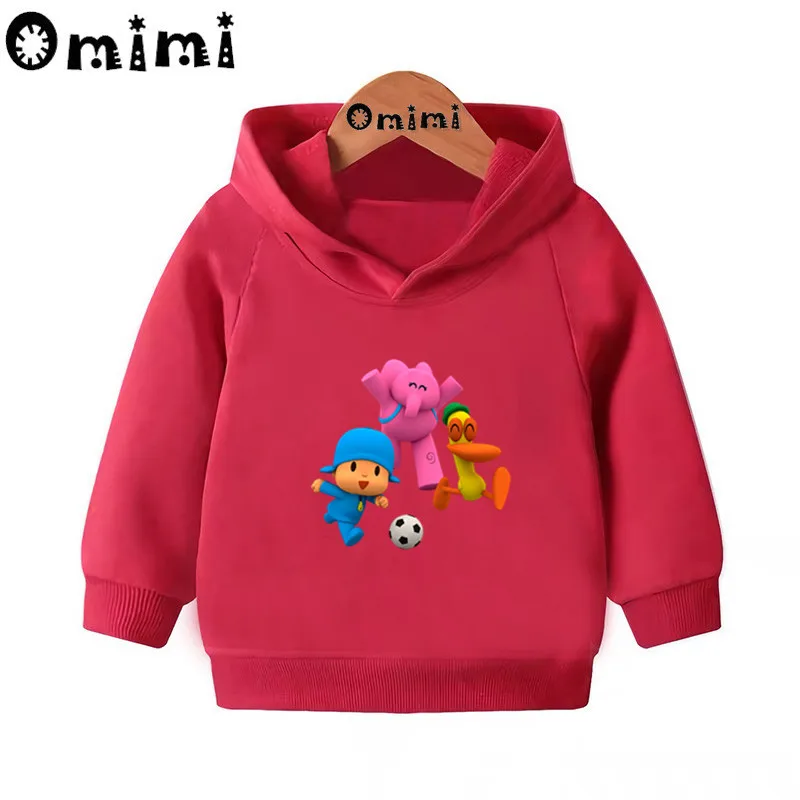 Pocoyo/Забавный детский свитер с рисунком; детские толстовки с капюшоном; крутой пуловер для малышей; топы для девочек и мальчиков; осенняя одежда; KMT5313 - Цвет: Red-5313E