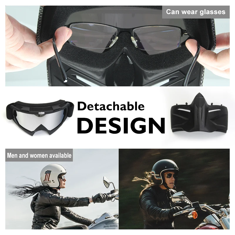 Mosodo Ski Goggles Motorcycle Goggles with Removable Face Mask for Men Women Skiing Sunglasses Snowmobile Anti-fog Eyewear 5
