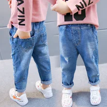 Детская одежда; джинсы с дырками для мальчиков; Детские повседневные брюки; тонкие Весенние новые стильные брюки; детские брюки