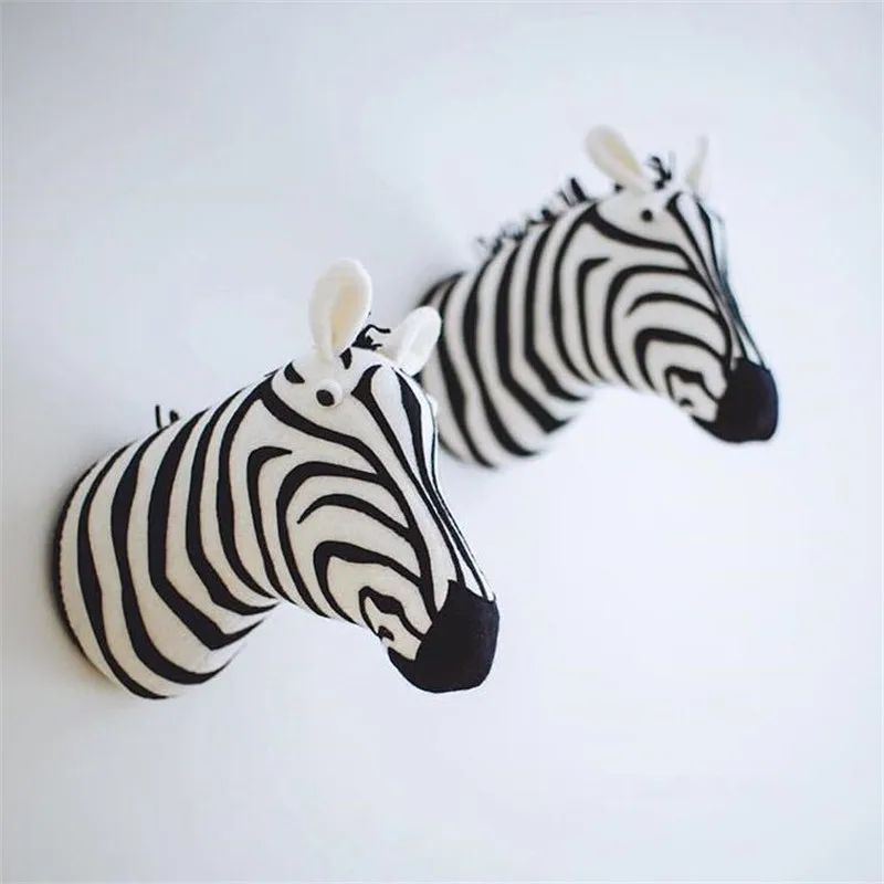 Giraffe Elephant Zebra 3D Animal Heads Wall Mount Hanging Stuff Plush Felt Artwork Kindergarten Kids Room Decor Dolls Photo Props (11)