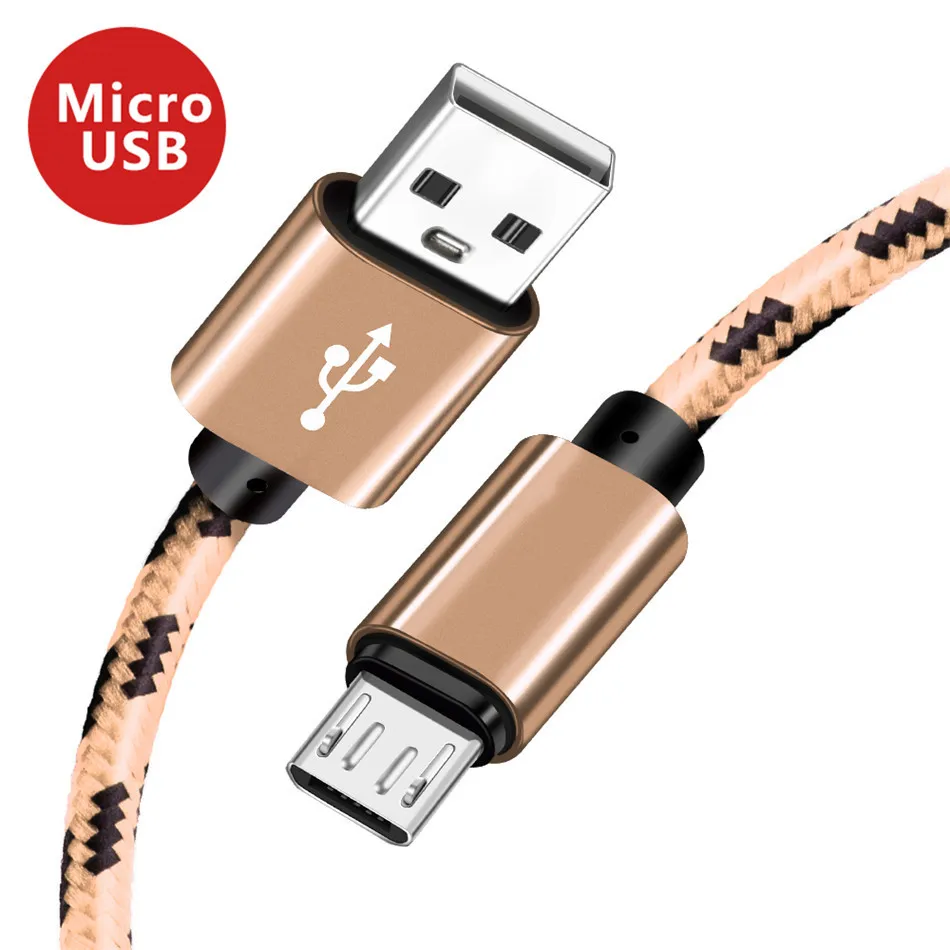 Кабель Micro USB 0,25 м 1 м 2 м 3 м Тип USB C Быстрая Зарядка Кабели для мобильных телефонов зарядное устройство для samsung S9 S10 Xiaomi кабель для планшета - Цвет: Gold micro