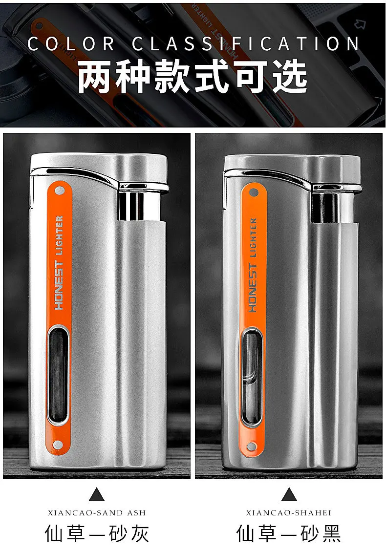 Honest Straight Into The Purple Flame Inflatable Windproof Lighter Transparent Fuel Tank Creative Trend Cool Lighter Gift Formen