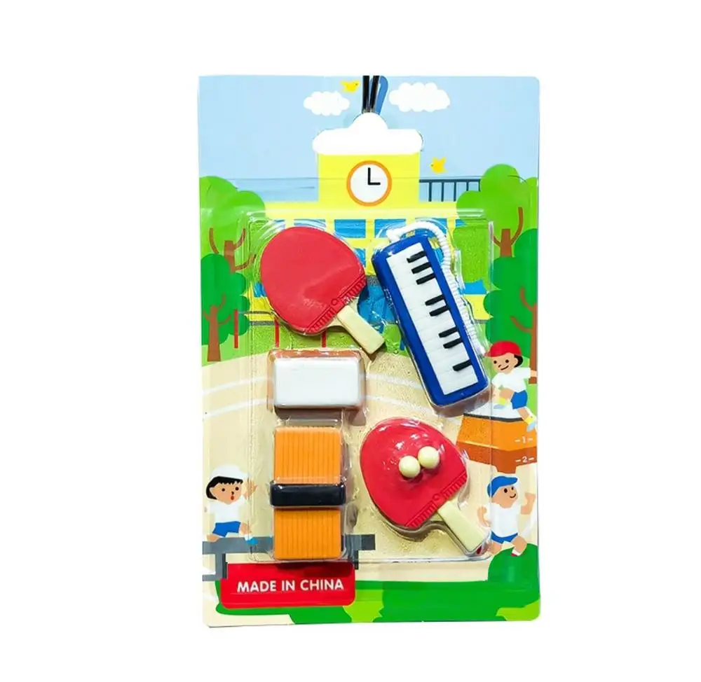 Ping Pong Ball and Table Tennis Design Eraser Promotion School Supplies Pencil Stationery TPR Rubber 6Pcs Per Lot | Канцтовары для