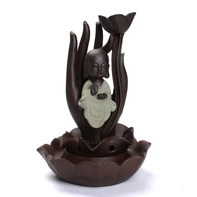 Queimador De Incenso Interior Furnishing Articles Guanyinshou Three Holy Backflow Censer In The West Violet Arenaceous Teachers - Цвет: see chart