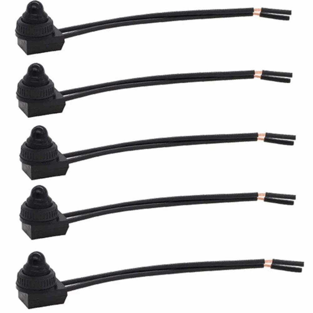

5Pcs LED Push Auto Locking Car Motorcycle Wire Leads Button Switch Universal On Off Waterproof Rubber Boot Accessories Boat