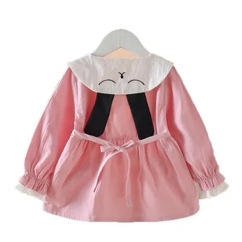 

DFXD Newborn Dress Baby Clothing Spring Autumn Cartoon Turn Down Collar Long Sleeve A-line Dress Cotton All-match Princess Dress