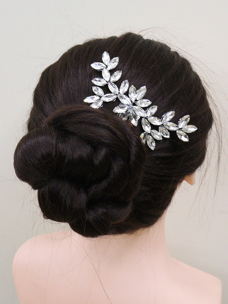 Full Rhinestone Hair Comb Women Flower Head Jewelry Gold Silver Wedding Headpieces Bridal Hair Accessories Clips hair accessories,bridal hair accessories