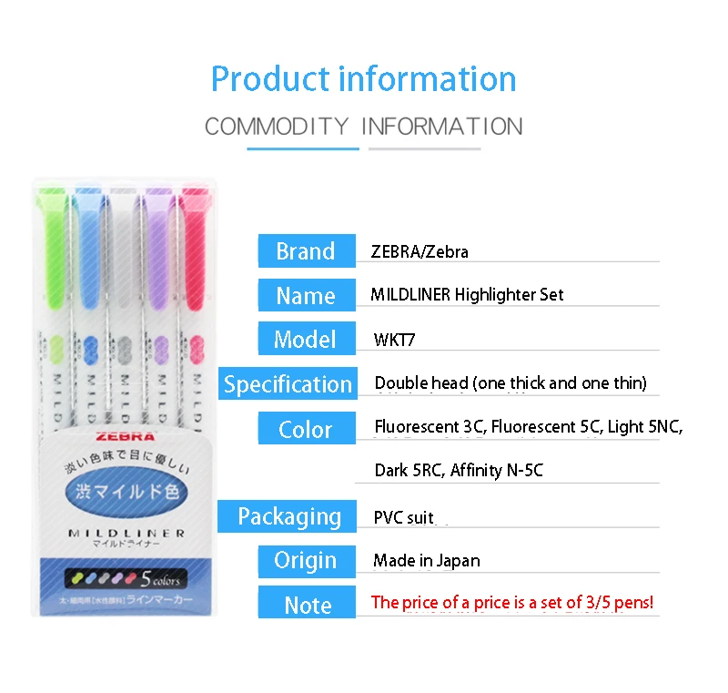 5 шт./компл. Япония Зебра Mildliner светильник зубная щетка с двумя головками высокого светильник er ручки ручка маркер, фломастер канцелярские товары для рукоделия