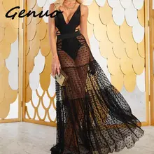 Genuo Новинка Тюль гофрированные длинные юбки женские летние женские сетчатые Макси Юбки Высокая талия женские юбки прозрачные точки юбки для вечеринок