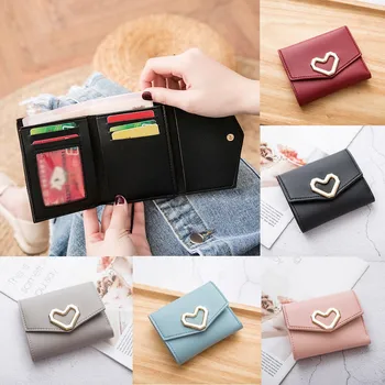 

2020 NEW Fashion Women's wallet Ladies short leather love solid color coin purse clutch purse Women purses carteira masculina #9